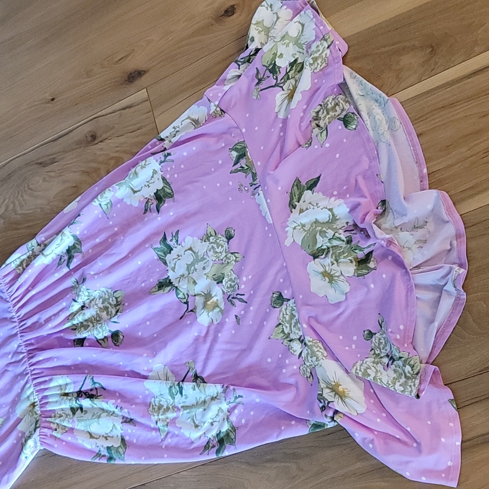 REBORN J Pink Floral Mid Babydoll Ruffle Dress - Picture 11 of 13